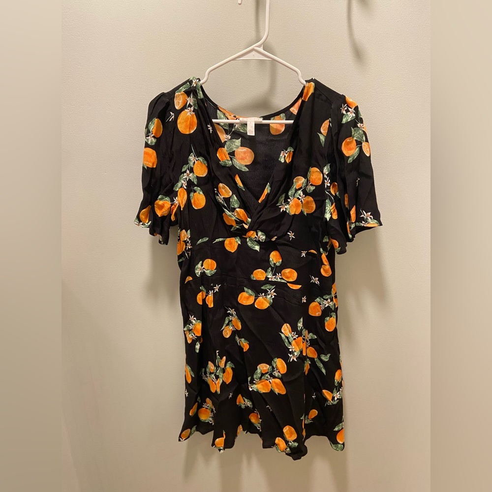 Leith black and orange printed dress
